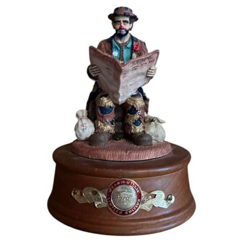 Emmett Kelly Jr Good Times Clown Figurine Vintage Music Box Journal Money‎ Bag